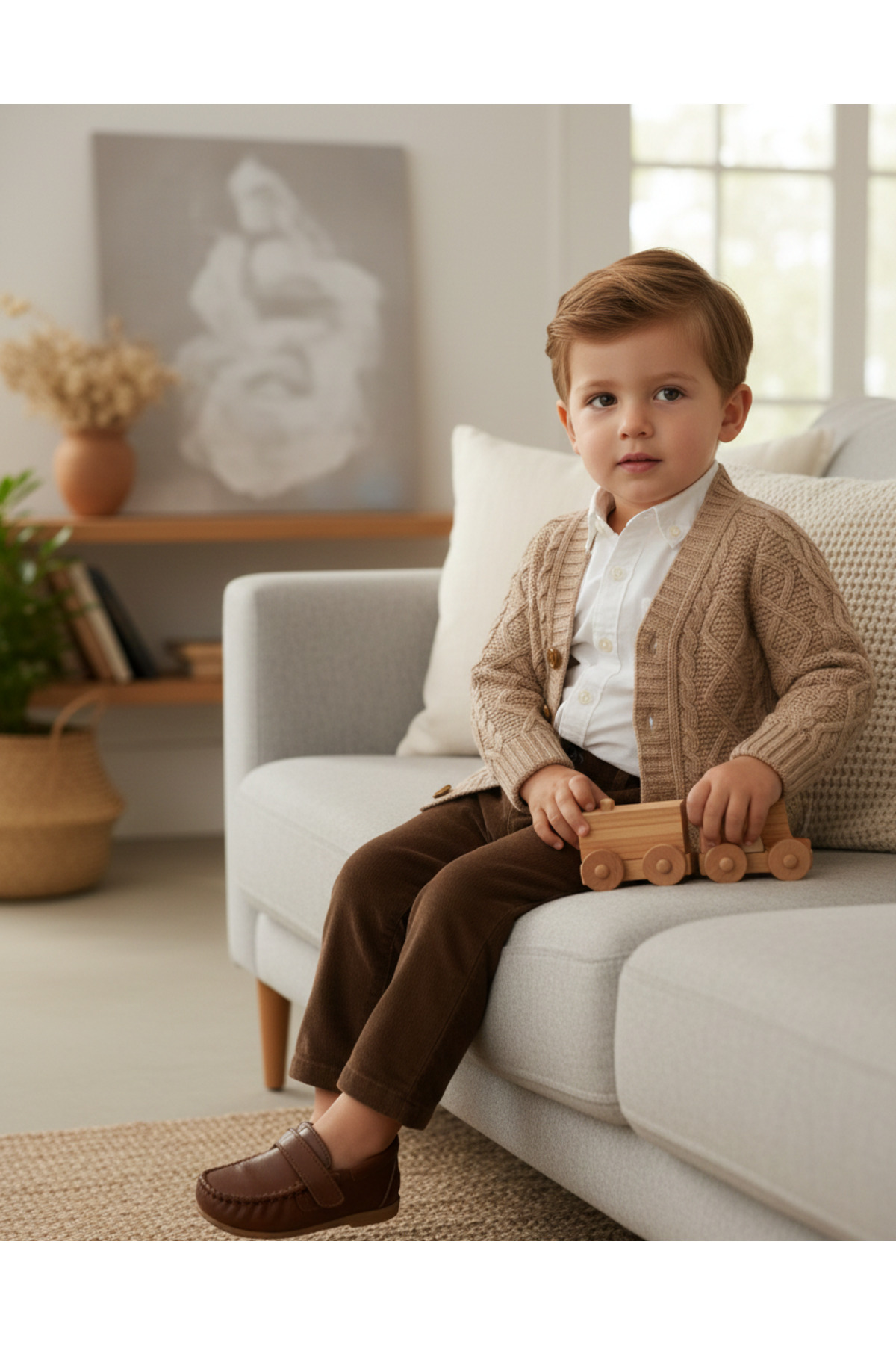 Nimini Kids Düğme Detaylı Baklava Model Yumoş Kışlık Unisex Bebek Çocuk Hırka fotoğrafı 2 (önizleme)