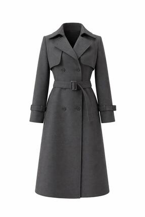 ESİN GİYİM Zamansız Şıklık Siyah Kemerli Kaban