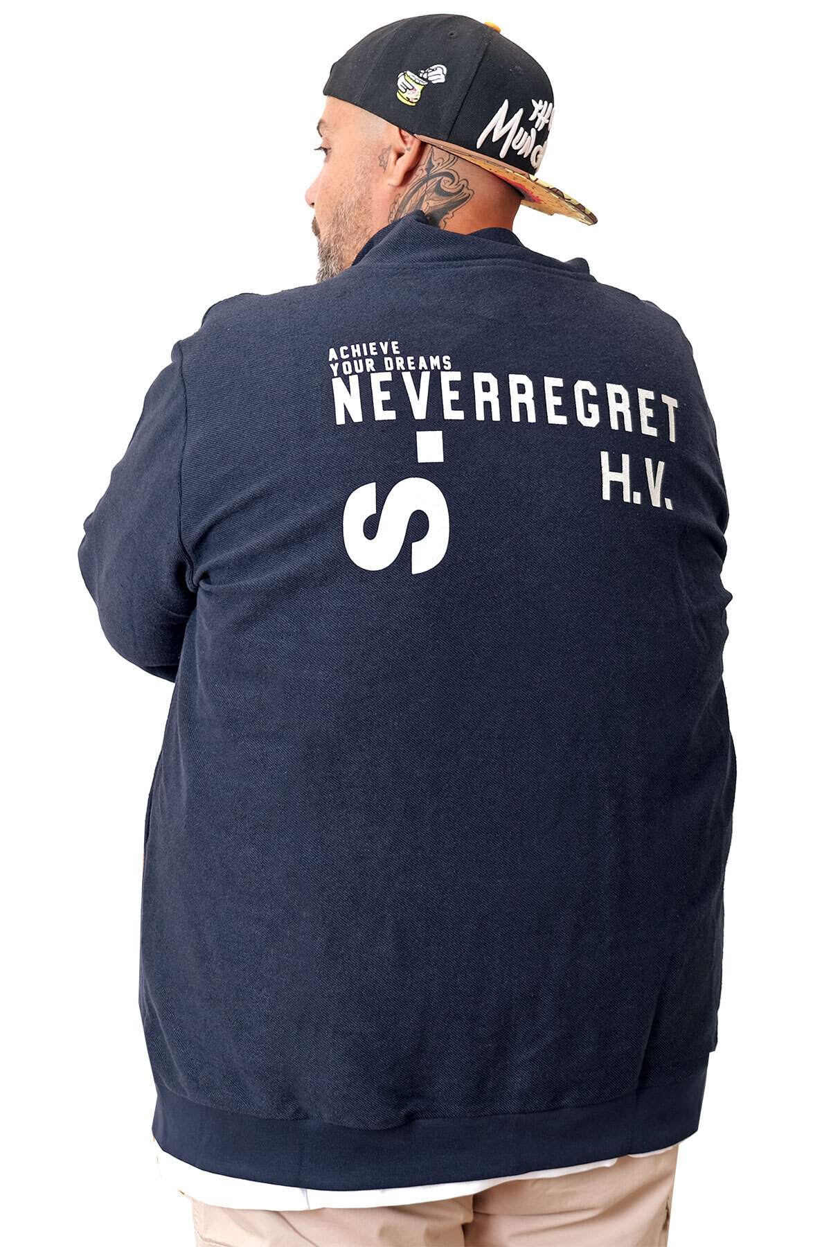 ModeXL Mode XL Büyük Beden Erkek Hırka Neverregret u25814 görsel 4