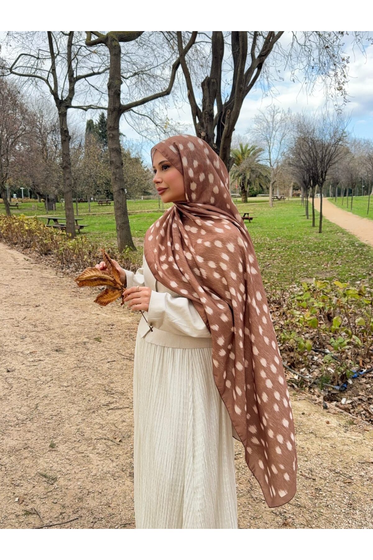 Mira İpek  Ceylan Bambi Desenli Pamuk Soft Şal ps202 - Görsel 2