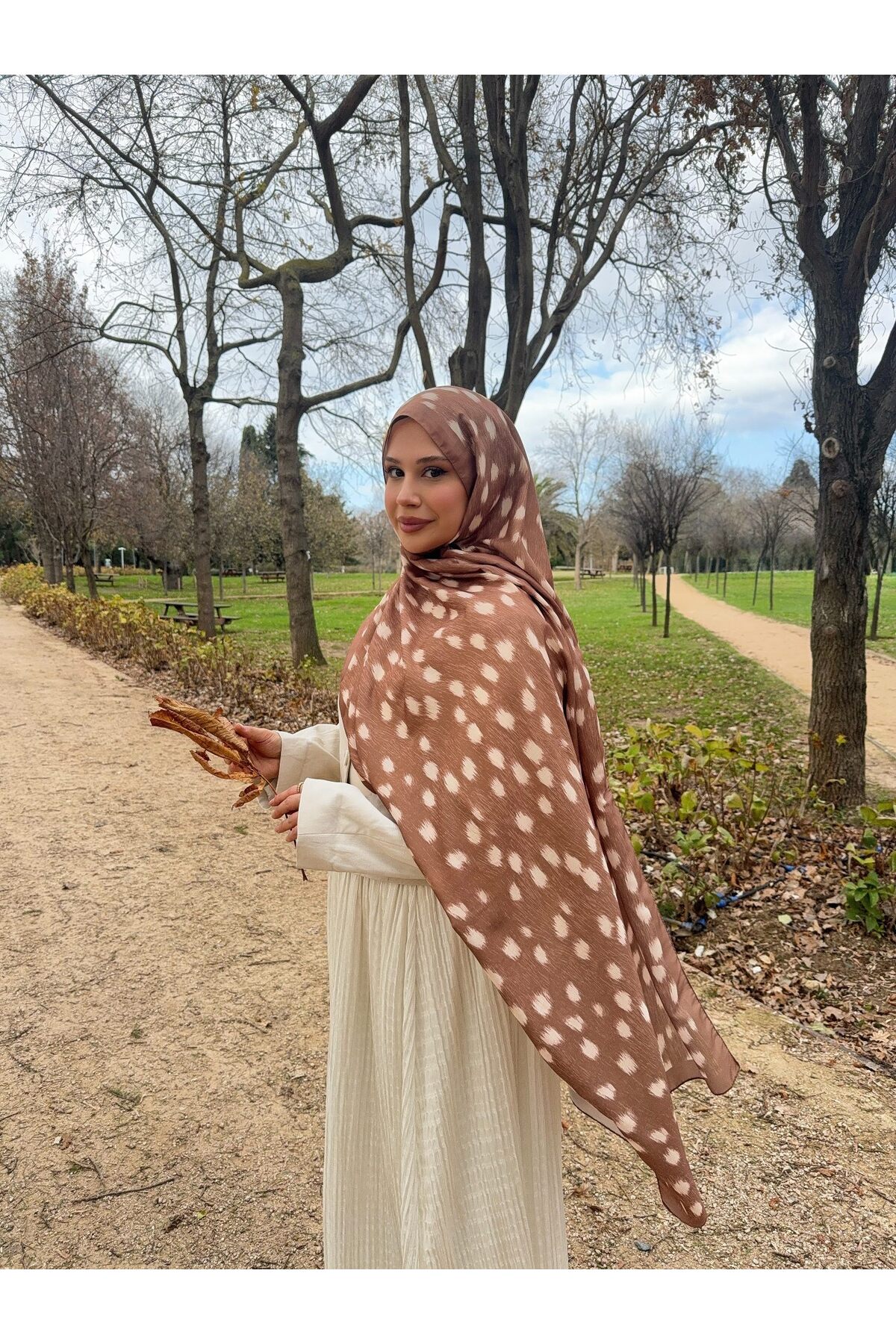 Mira İpek  Ceylan Bambi Desenli Pamuk Soft Şal ps202 - Görsel 7