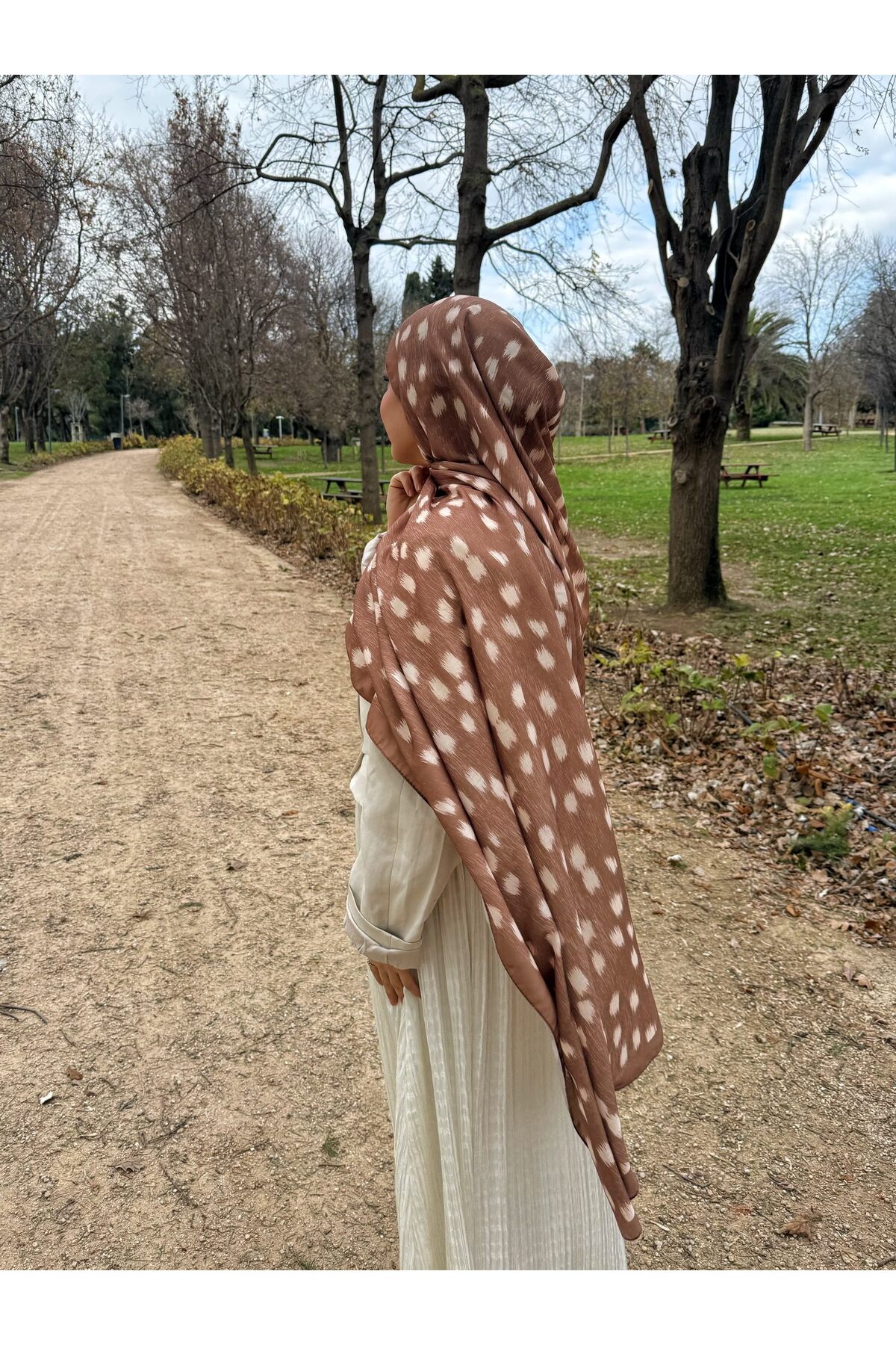 Mira İpek  Ceylan Bambi Desenli Pamuk Soft Şal ps202 - Görsel 3