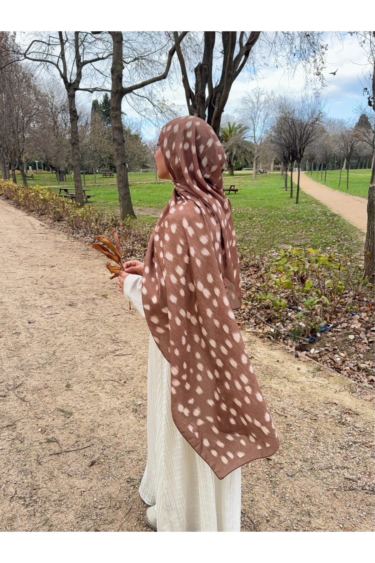 Mira İpek  Ceylan Bambi Desenli Pamuk Soft Şal ps202 - Görsel 5