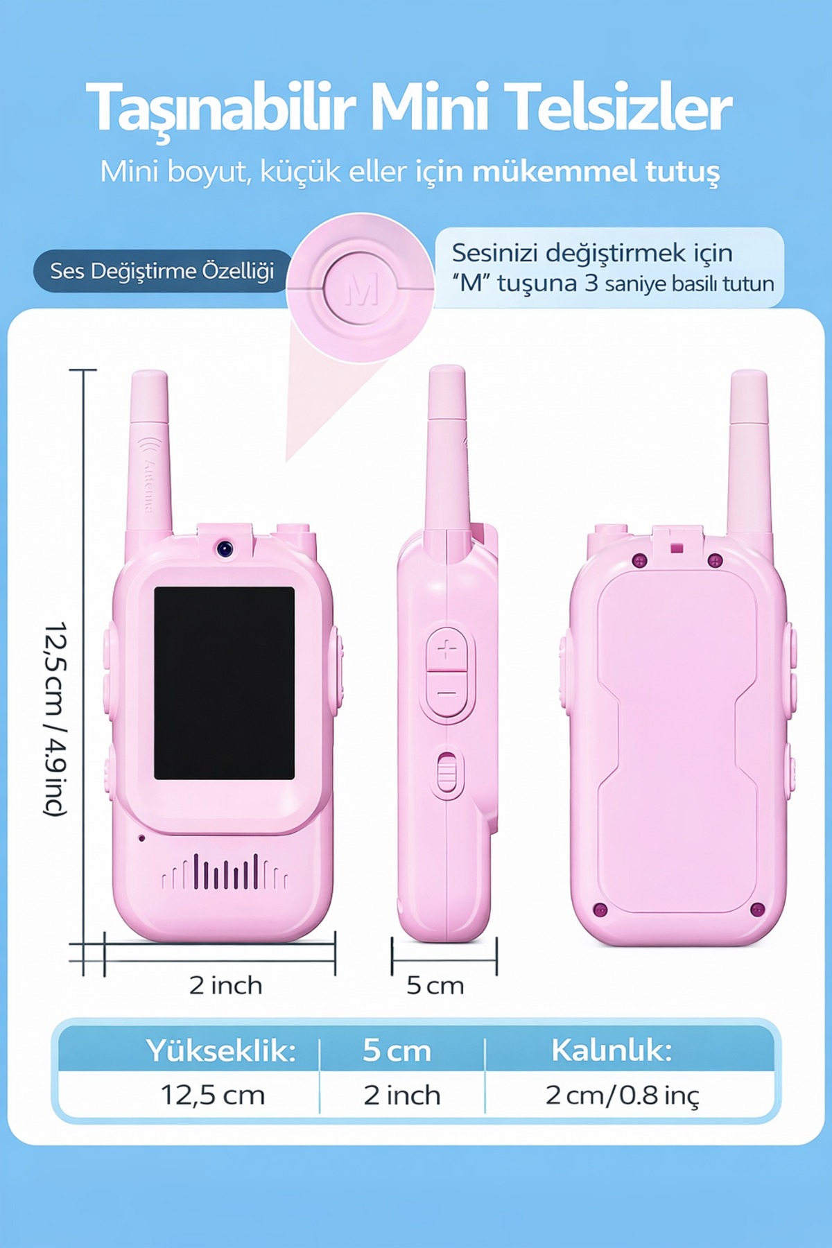 qasul Çocuklar İçin Görüntülü Telsiz 300 m Menzil Çocuklar İçin Eğlenceli ve Güvenli İletişim fotoğrafı 7 (önizleme)