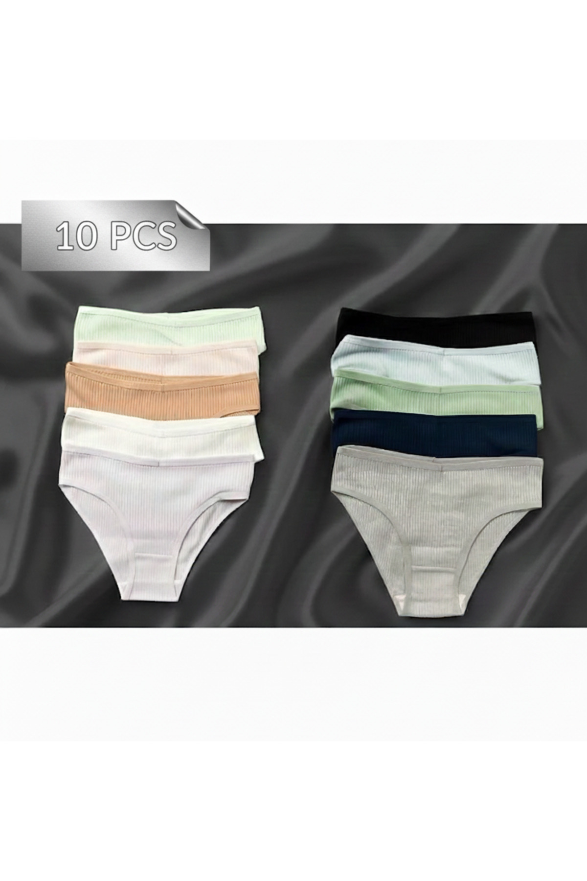 10 Adet Pamuklu ve Likralı Ultra Rahat Günlük String Külot, Fitilli Kadın String Külot 10lu Paket