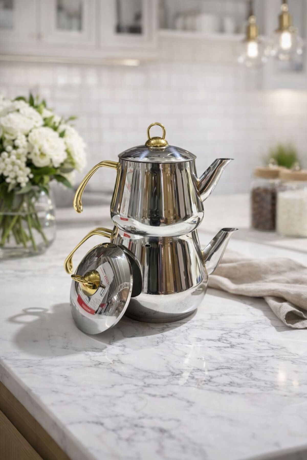 Milano Induction Based Family Steel Teapot Set 2.7 Lt 1.7 Lt