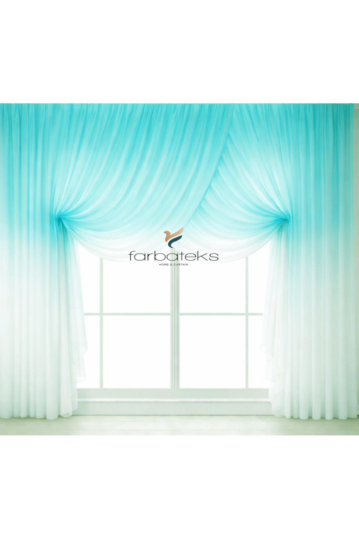 Green Mint Top Color Toggle Wrap Model 3 Layers Pleated Tulle Curtain