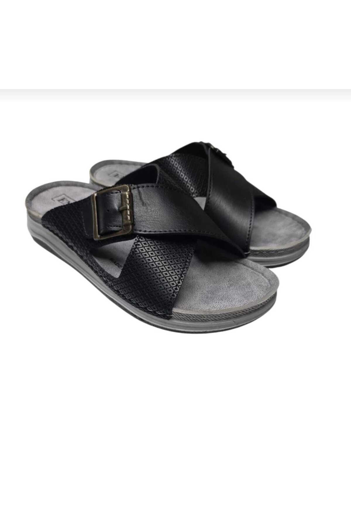 Birrbazaar Men's Orthopedic Sole Adjustable Buckle Stitching Stylish Inside Out Leather(ARTIFICIAL) Slippers