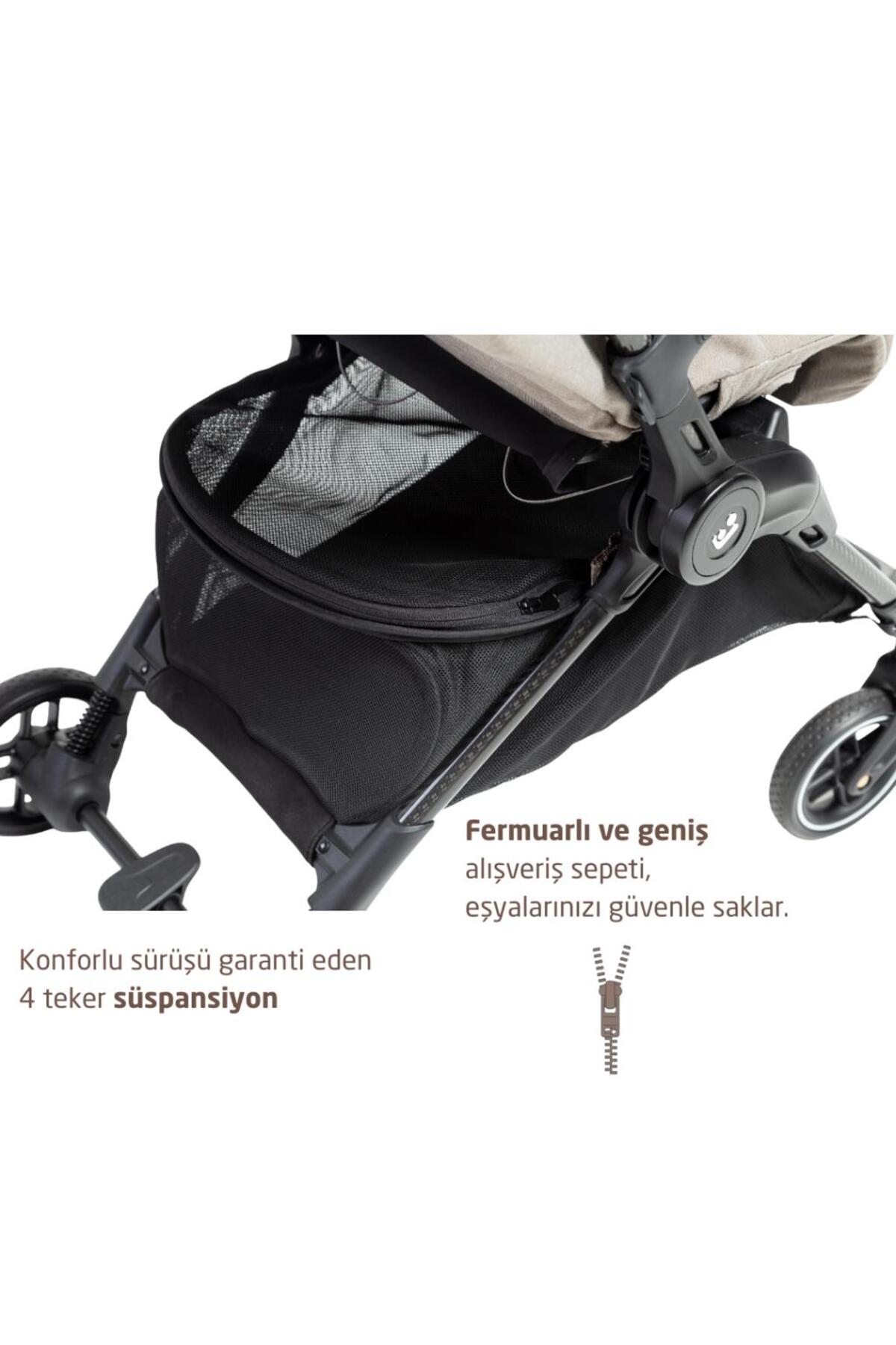 Maxi-Cosi Oslo Carbon 5,6 Kg Ultra Hafif Premium Kabin Boy Bebek Arabası Twillic Truffle fotoğrafı 6 (önizleme)