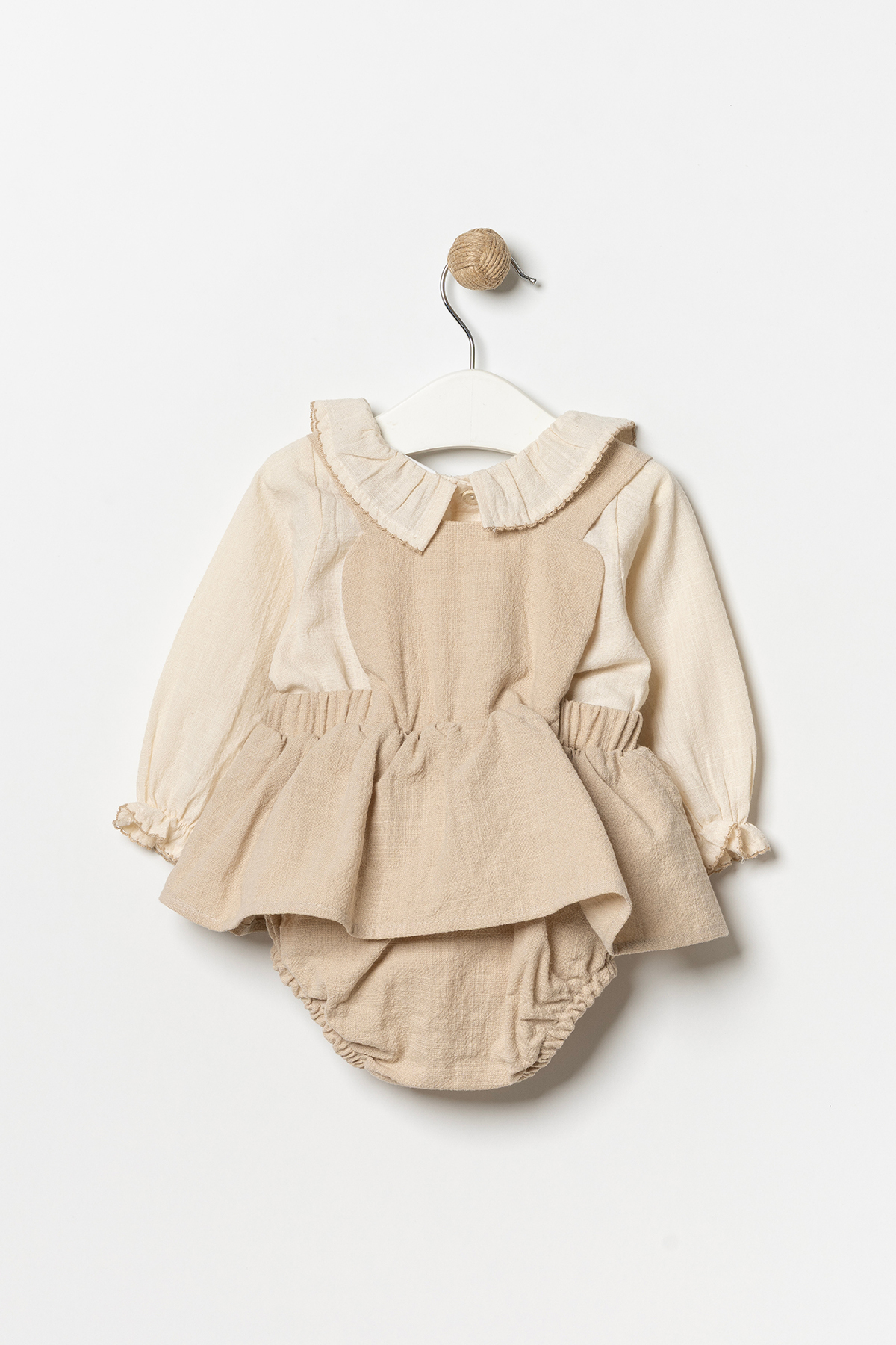 Minipodyum Gömlekli Nakış Detaylı Bayramlık Kız Bebek Salopet Elbise fotoğrafı 4 (önizleme)