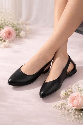 RynModa Yandan Açık Arkadan Püsküllü Düz Kadın Babet