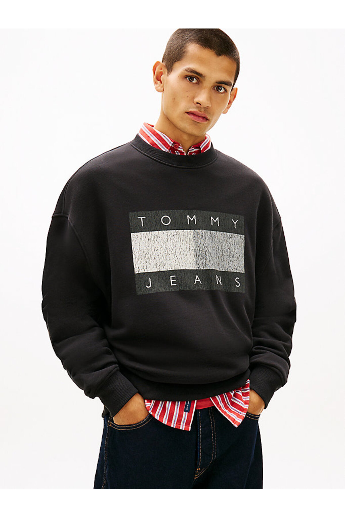 تامی هیلفیگر سویشرت طرح لوگوی دهه ۹۰ میلادی TJM