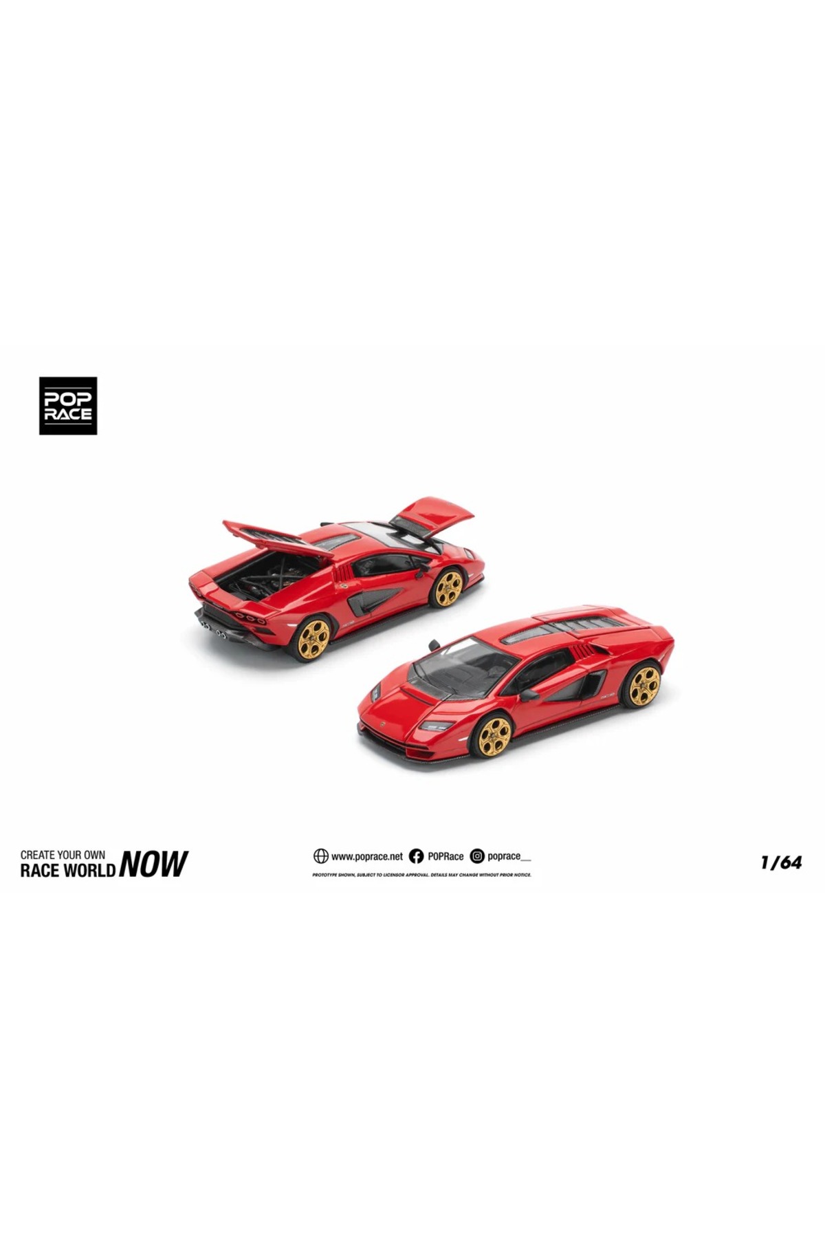 HOT WHEELS Pop Race 1/64 - Lamborghini Countach LPI 800-4 Kırmızı