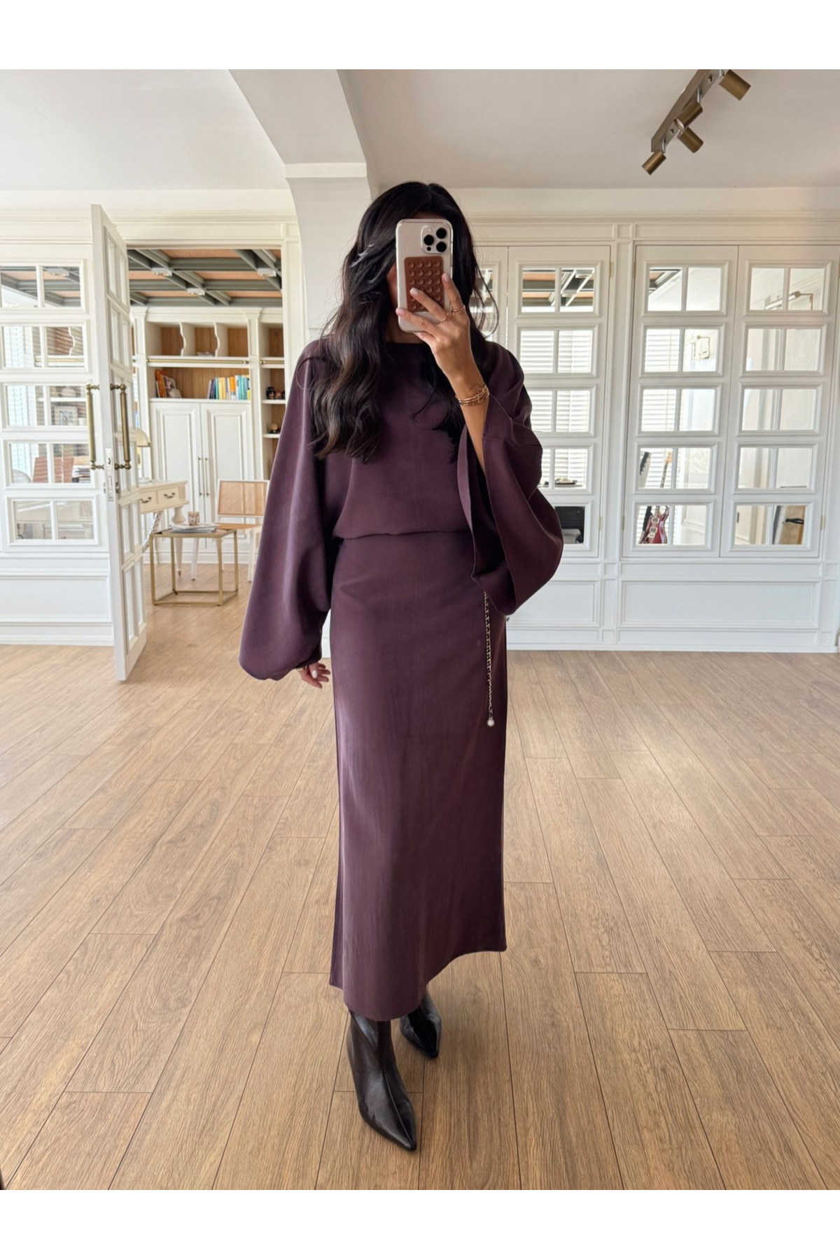 My Blog Sukienka z rękawem 3/4 z modalu w kolorze fioletowym - 5000