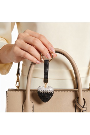 PinaCity Taşlı Kalpli Anahtarlık,Siyah