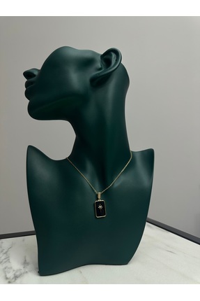 MEŞK STUDIO Altın Kaplama Kadın Kolye Siyah Zemin Yıldız Figürlü Şık Tasarım