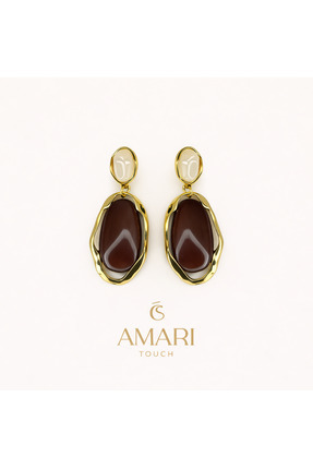 Amari Çift Renk Gold Detaylı Vintage Küpe