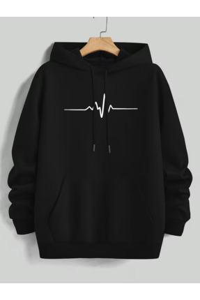 ISTABRAK ERKEK Erkek Kapüşonlu Sweatshirt EKG Baskılı – Casual Uzun Kollu Hoodie