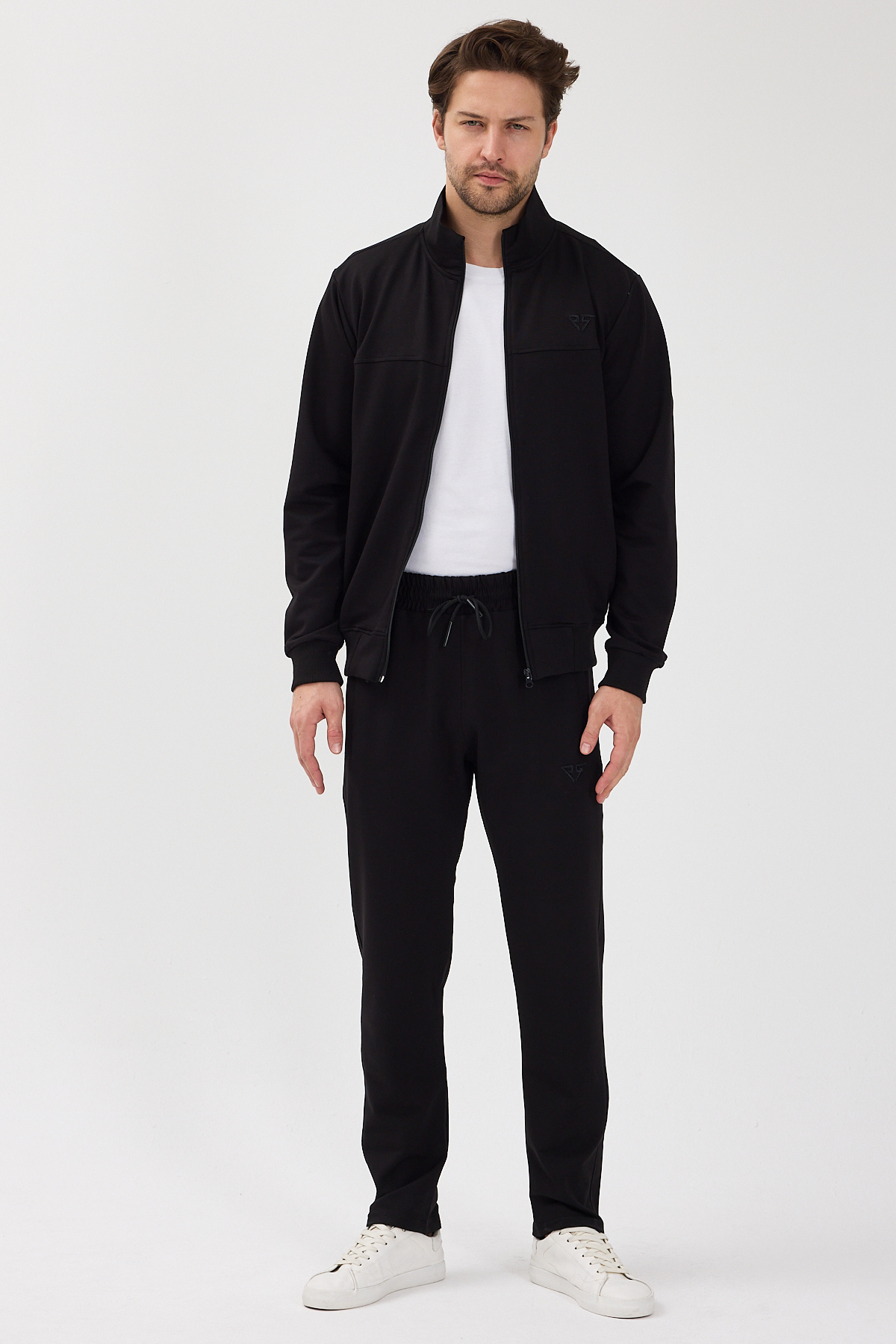 Kompakt Pamuklu Comfort Fit Erkek Hakim Yaka Eşofman Takım ALLY-3027 — مشکی