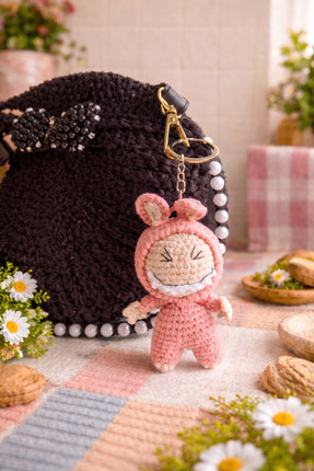 El Emeği Amigurumi Labubu Anahtarlık/Çanta Charmı