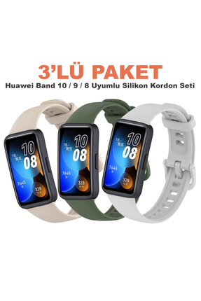 Dexmon Huawei Band 10 / 9 / 8 Uyumlu 3'lü Paket Tokalı Silikon Kordon Seti - ...