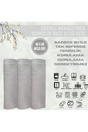 Zengin Çarşım ( 3 Adet ) 40 - 60 Cm Mikrofiber Sihirli Temizlik Bezi Leke Tut...