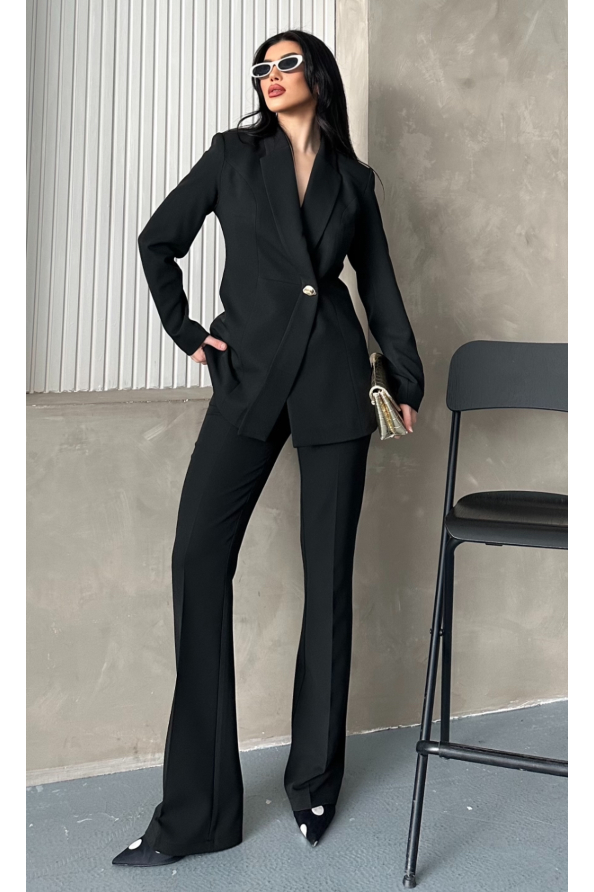 pembekurdelem Women's Designer Jacket Pants Set Black
