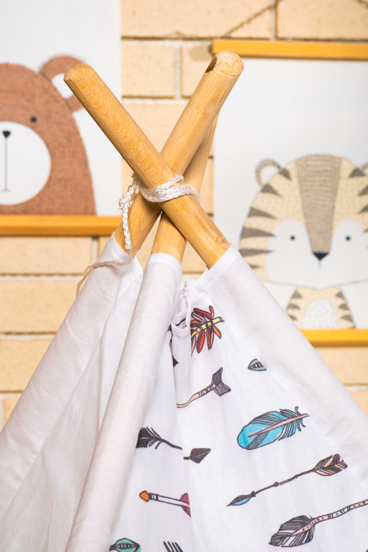 homy textiles Ahşap Çocuk Kızılderili Oyun Çadırı, Ev İçi ve Bahçe Kullanımına Uygun Oyun Evi fotoğrafı 3 (önizleme)