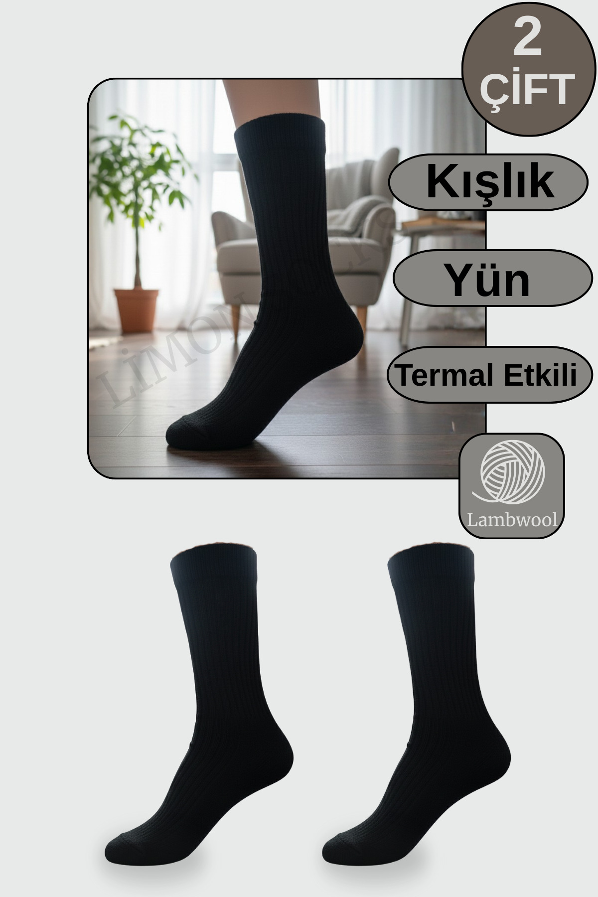 Kadın Çorap (4 Çift) Yün Kadın Çorap Kadın Kışlık Çorap Termal Etkili — renk seçeneği