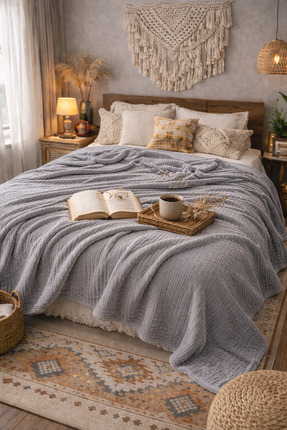 IZAHOUSE LIVING Çift Kişilik Yumoş Super Soft Battaniye