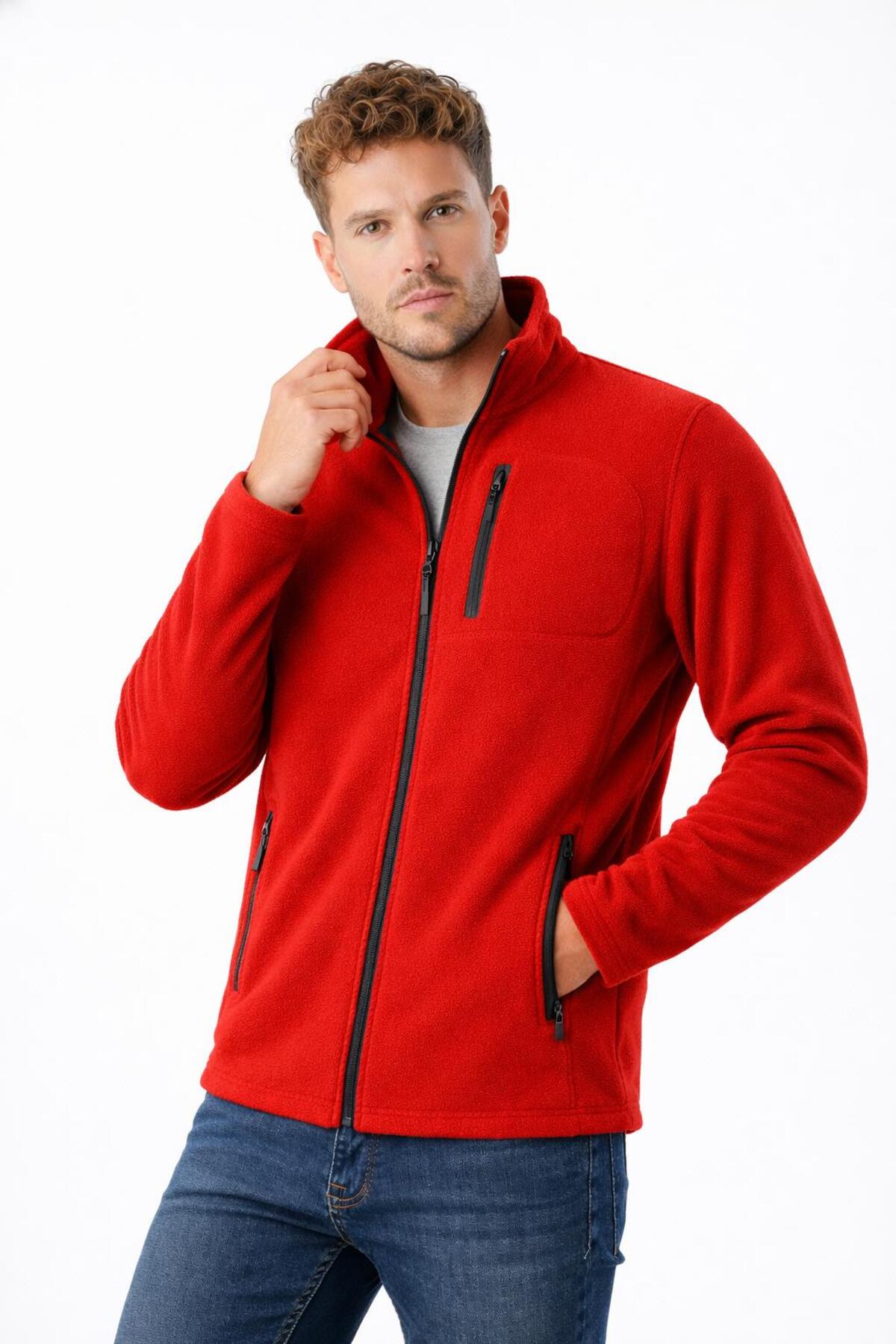 pandy Unisex Polar Tam Fermuarlı 3 Cepli Outdoor Polar Ceket görsel 3