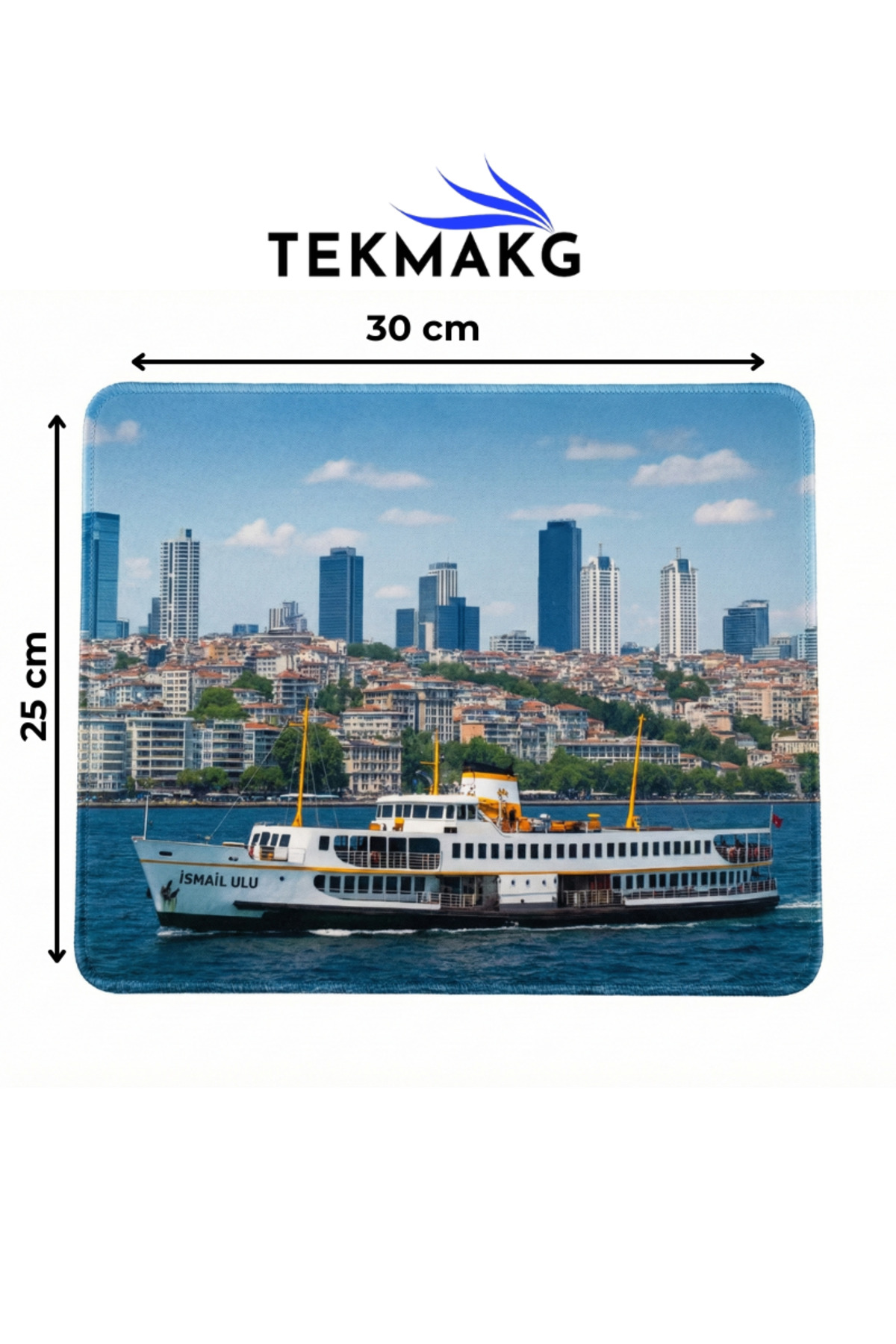 İstanbul Vapur Manzaralı Mouse Pad 25x30 cm Kaymaz Tabanlı Ofis Bilgisayar Fare Altlığı