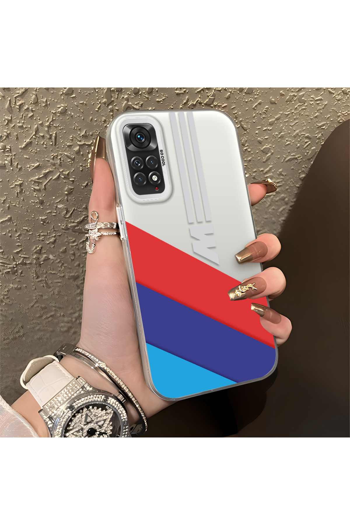 Xiaomi Redmi Note 11 Compatible BMW Patterned Silicone Edge Hard Rear Anti Fall Case