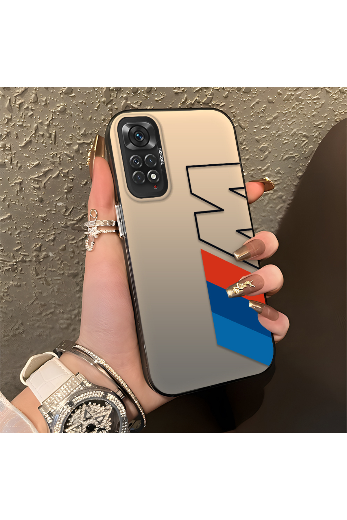 Xiaomi Redmi Note 11 Compatible BMW Patterned Silicone Edge Hard Rear Anti Fall Case