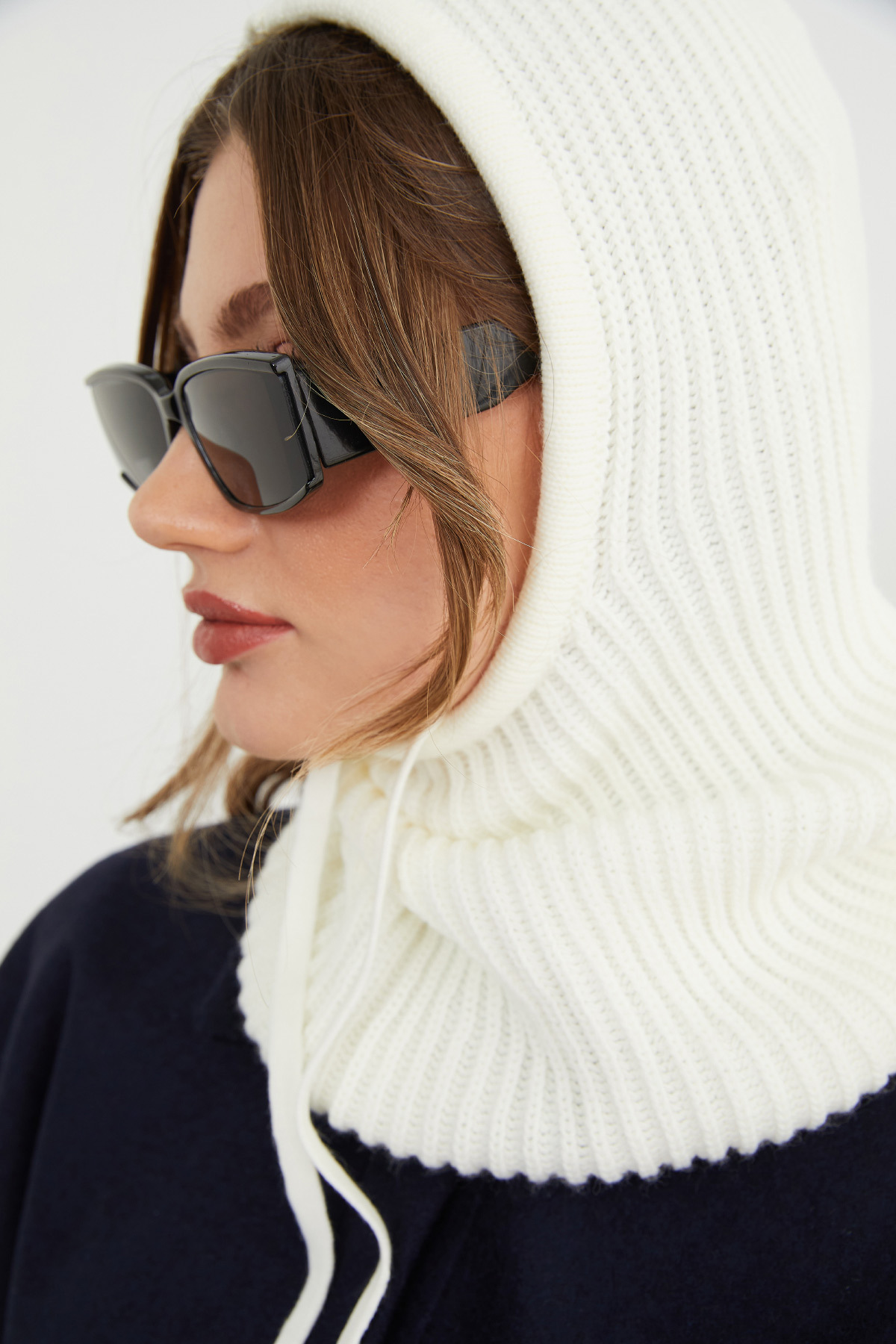 Fulla Moda Basic Bağcıklı Triko Balaklava Bere görsel 6