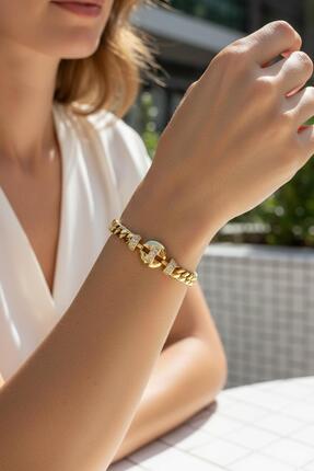 DELUXE JEWELRY ÇELİK GOLD RENKLİ KADIN BİLEKLİK