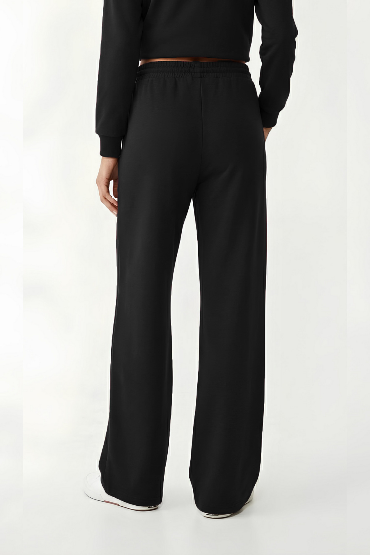 VODENS  Siyah Yumuşak Dokulu Palazzo Pantolon - Görsel 2