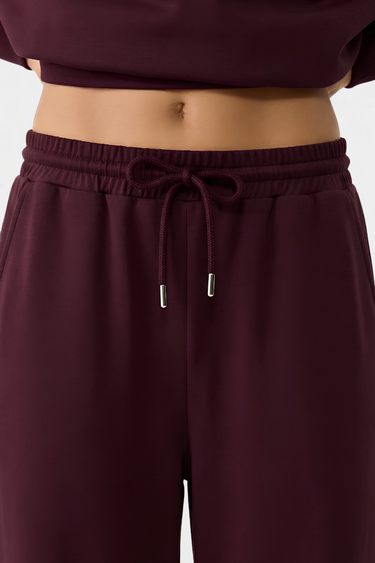 VODENS  Bordo Yumuşak Dokulu Palazzo Pantolon - Görsel 2