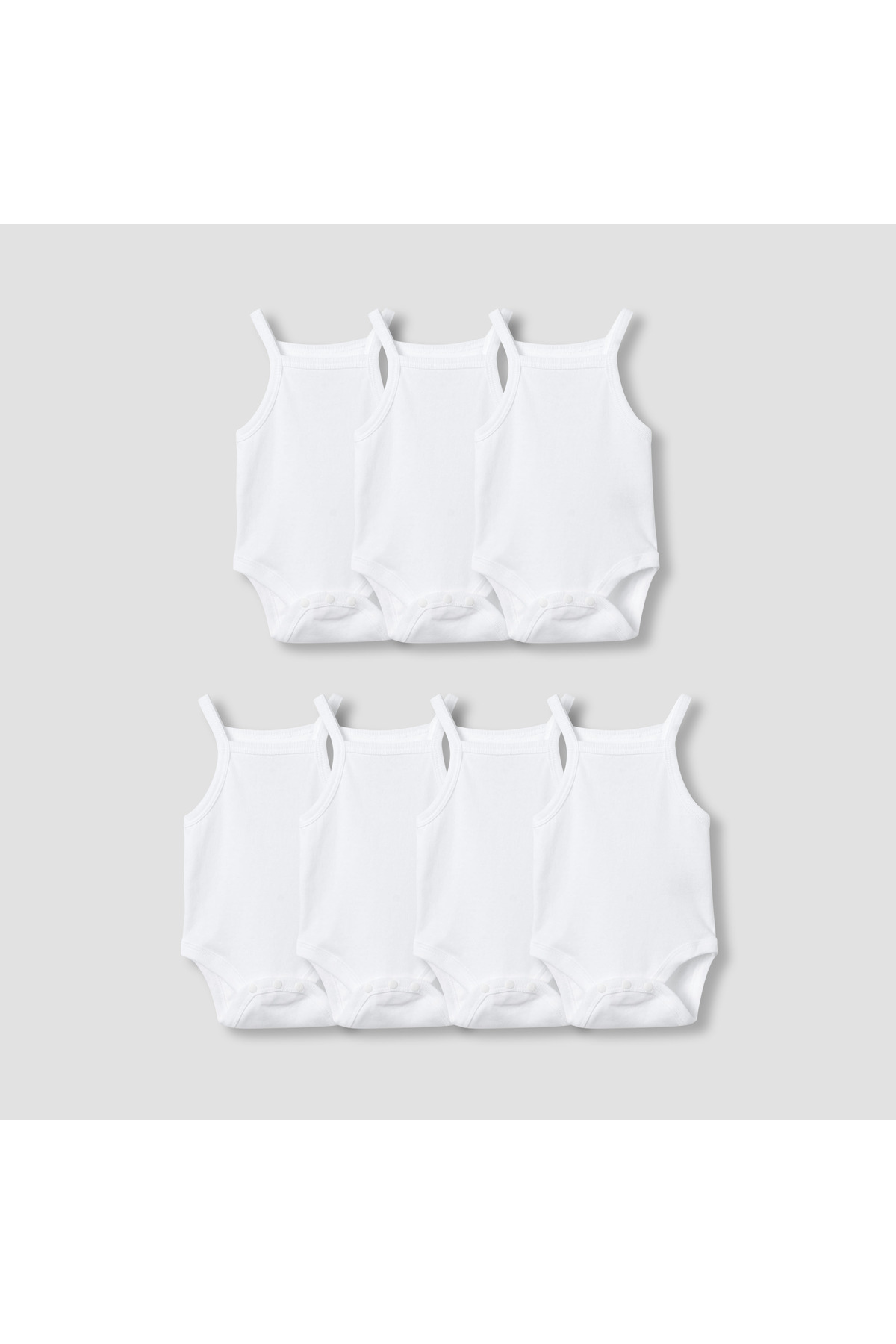 Juniors طقم بدلة جسم سادة بدون أكمام - 7 قطع