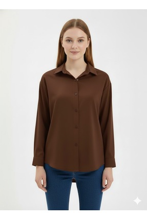 Nior Fashion pamuklu owersize basic kadın gömlek-rahat kalıp