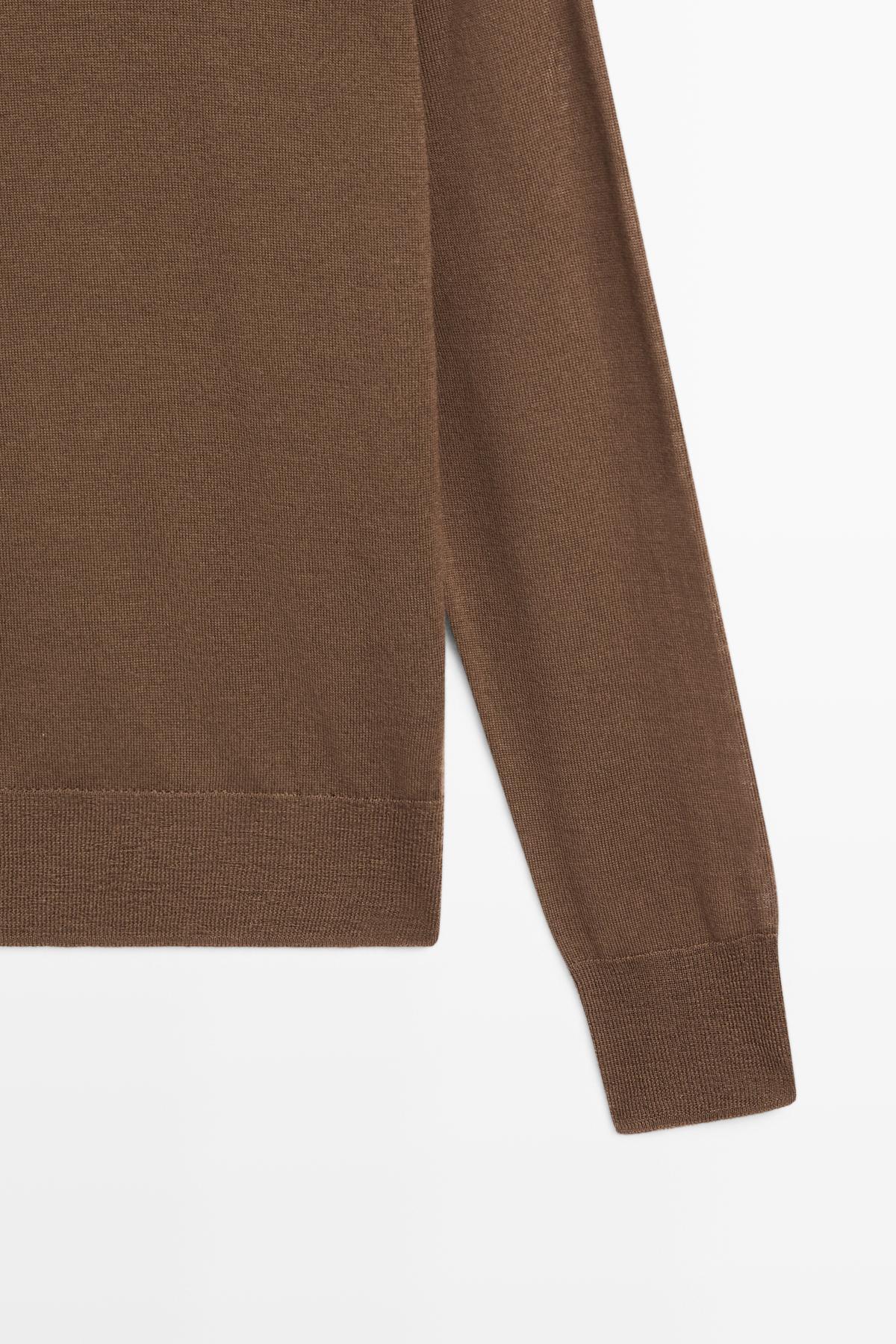 Massimo Dutti  %100 yün ince triko bisiklet yaka kazak - Görsel 7