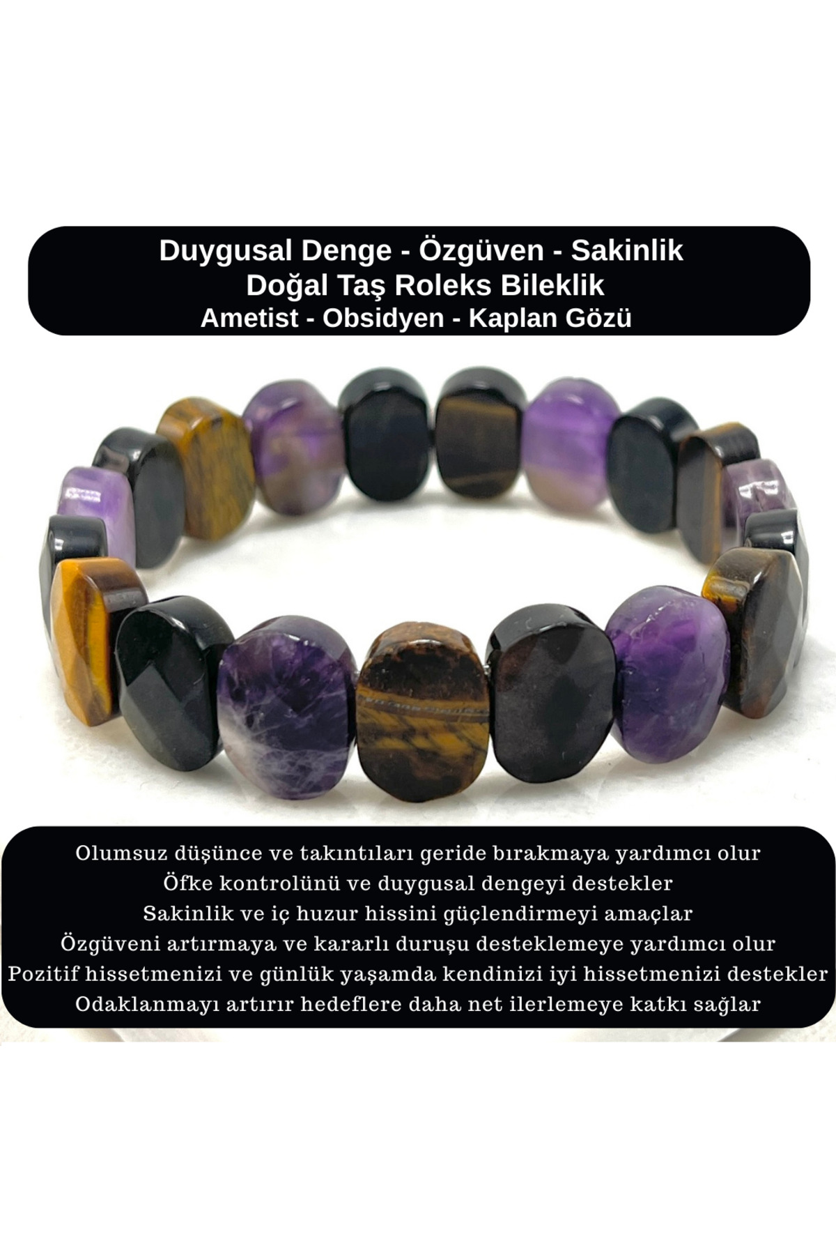 CERTIFIED Emotional Balance & Confidence & Calmness Natural Stone Rolex Bracelet