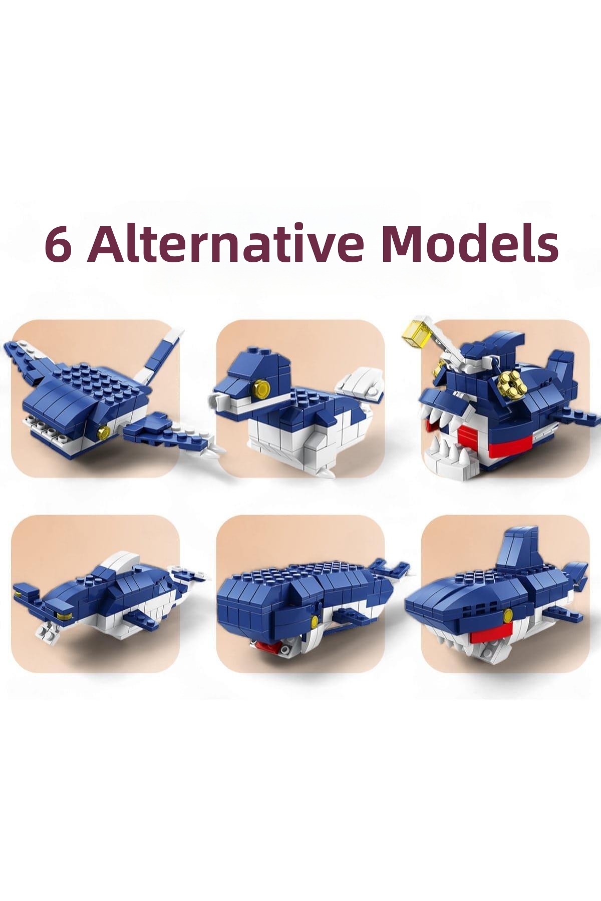 ست بلوک‌های ساختنی کوسه، ۱۰۰۰ قطعه، ست بلوک نهنگ ۶ در ۱