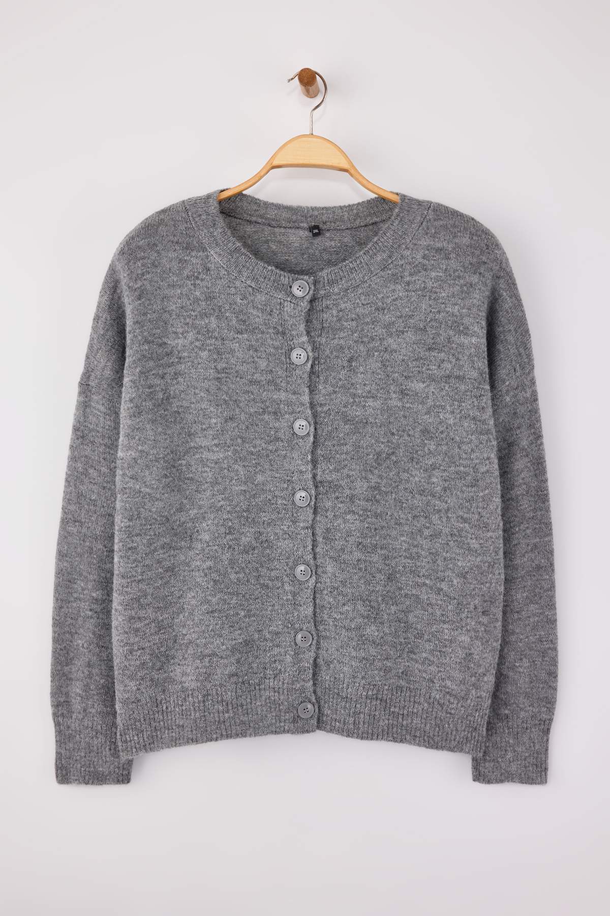 Trendyolmilla  Wardrobe Essentials Antrasit Alpaka Yünü Karışımlı Basic Triko Hırka TBBAW26AV00037 - Görsel 5