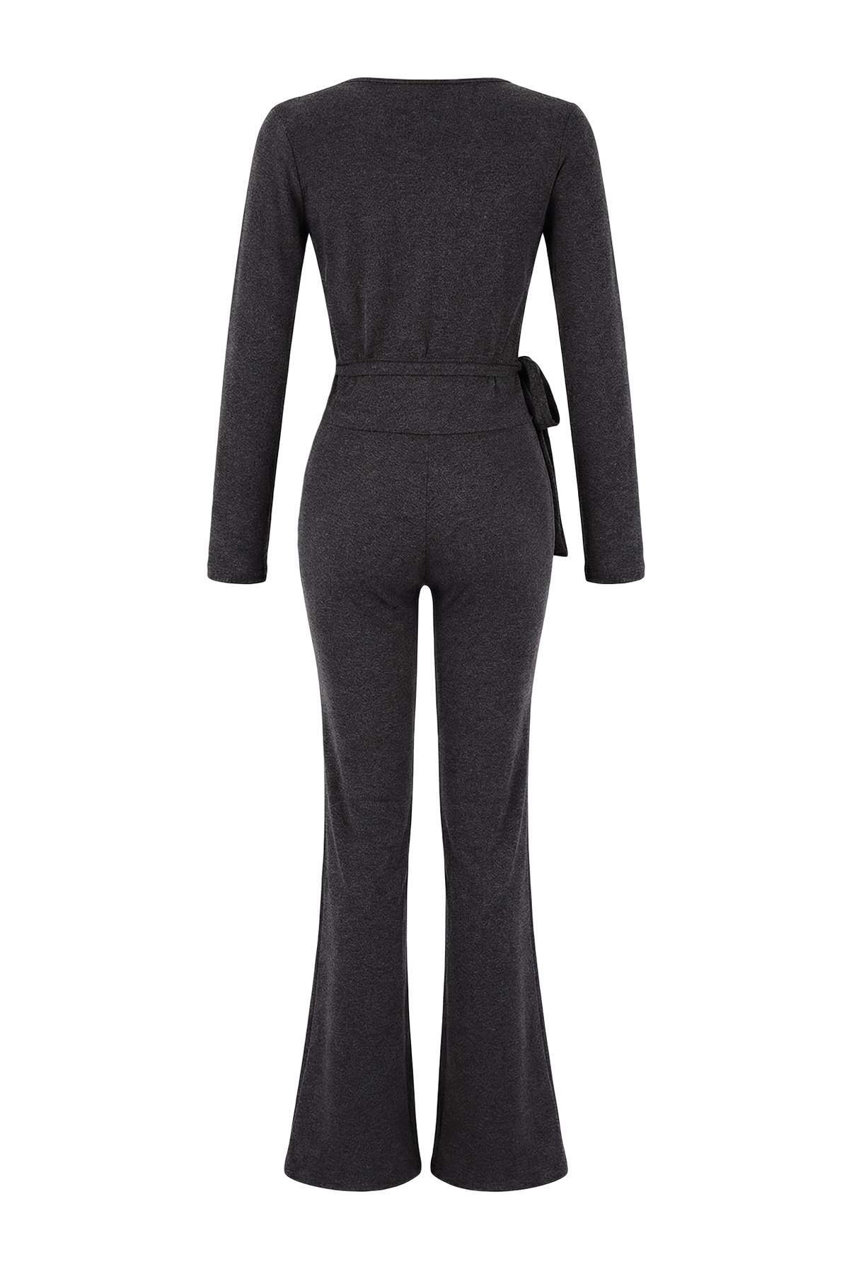 Trendyolmilla  Antrasit Melanj Örme Alt - Üst Takım TWOAW26AU00029 - Görsel 6