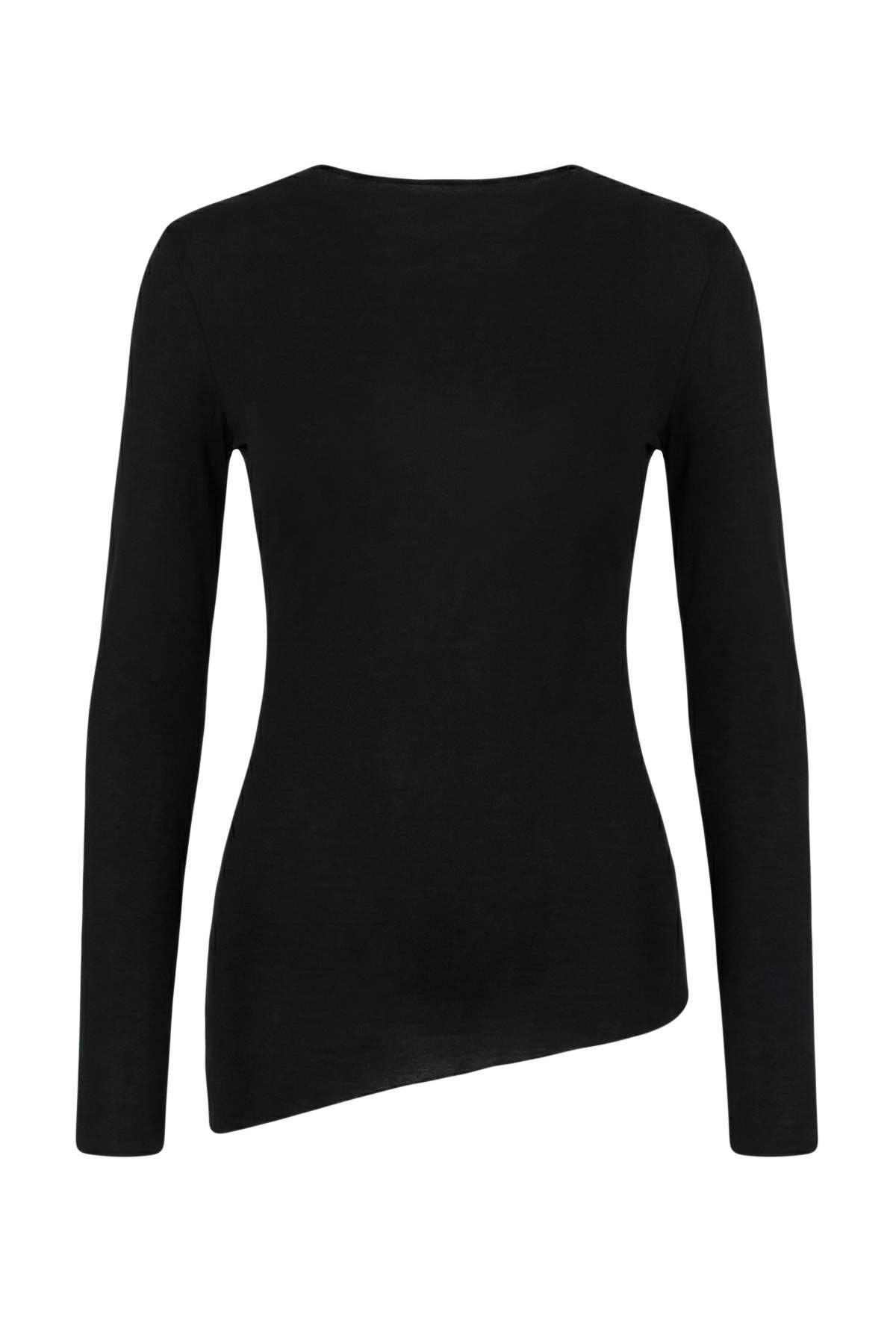 Trendyolmilla  Siyah Asimetrik Uzun Kollu Yumuşak Örme Bluz TWOAW26BZ00364 - Görsel 6