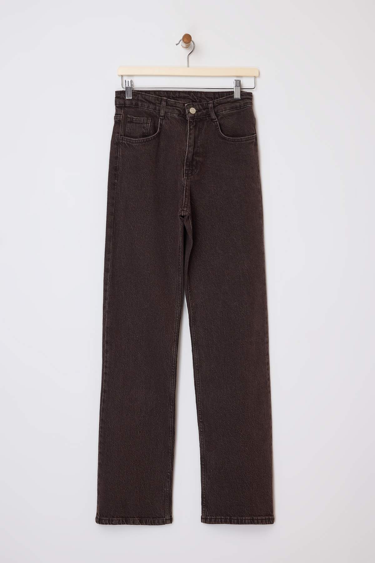 Trendyolmilla  Kahverengi Yüksek Bel Wide Leg Jeans TWOAW26JE00084 - Görsel 5