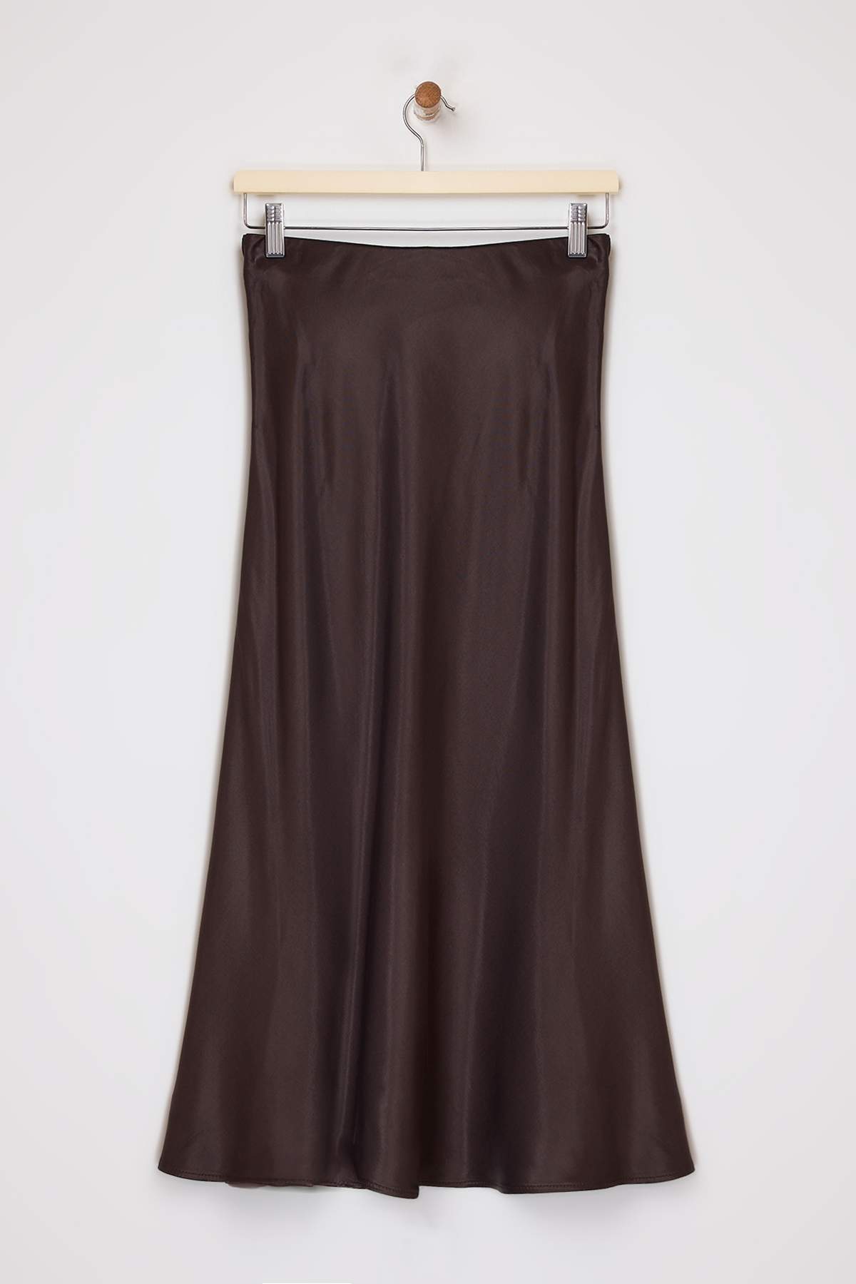 Trendyolmilla  Kahverengi Saten A-line/Çan Kesim Midi Etek TWOAW26ET00163 - Görsel 6