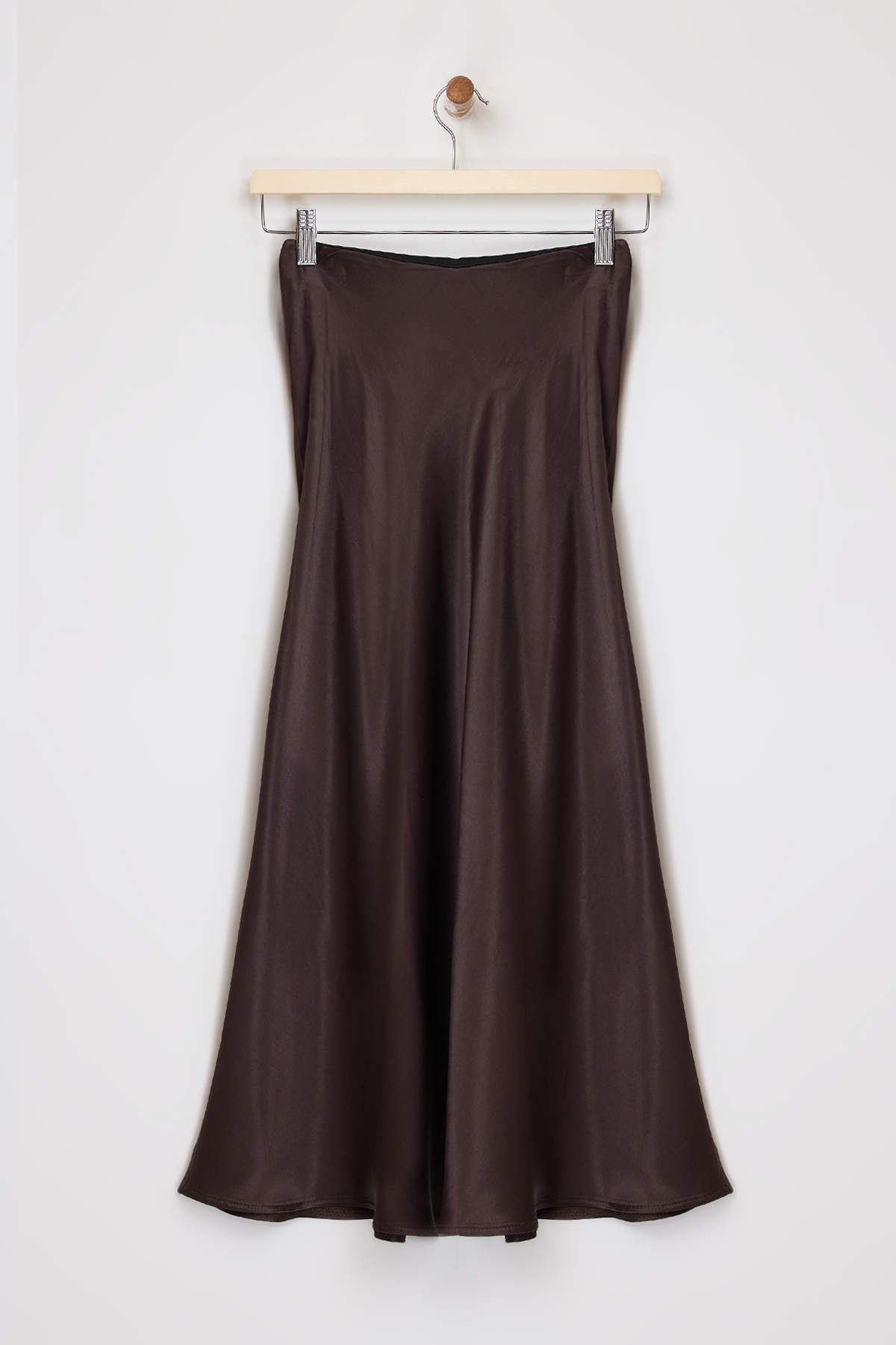 Trendyolmilla  Kahverengi Saten A-line/Çan Kesim Midi Etek TWOAW26ET00163 - Görsel 5