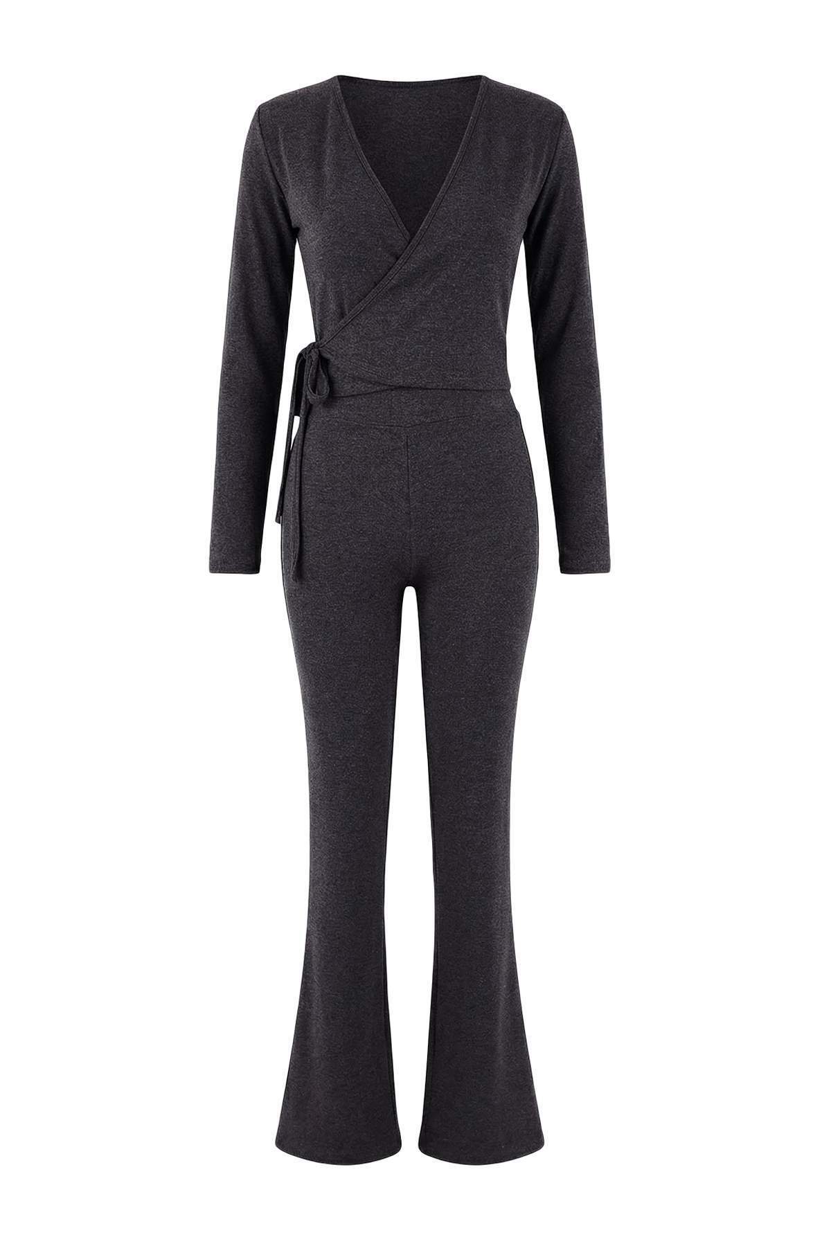 Trendyolmilla  Antrasit Melanj Örme Alt - Üst Takım TWOAW26AU00029 - Görsel 5
